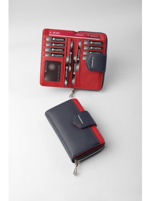Cengiz Pakel Nova Orta Boy Kadın Cüzdan – 65316 - Lacivert/kırmızı