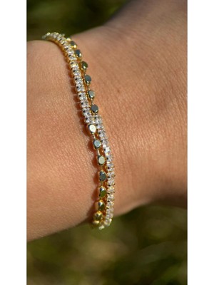 Luseda Zirkon Taşlı 17+3CM Ayarlanabilir Gold VIP Bileklik