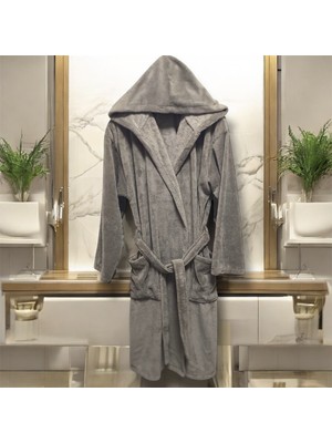 Mysoft Home Triga Kapüşonlu Bornoz %100 Pamuk