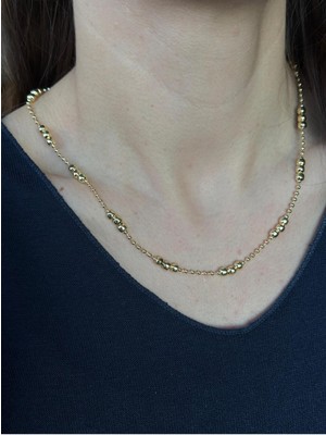 Luseda Gold Renk VIP Kaplama Halka Detaylı 50+5 cm Kolye