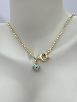 Luseda VIP Ön Tokalı Nazar Detaylı 50 cm Gold Kolye