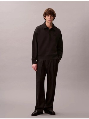 Calvin Klein Erkek Pamuklu Bisiklet Yaka Uzun Kollu Siyah Sweatshirt LV14LE202GUB1