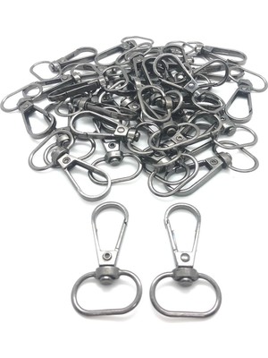 Orhan Çanta 20 Adet 2 Cm Yay Kanca Siyah Anahtarlık Halkası - Metal Yaylı Klips