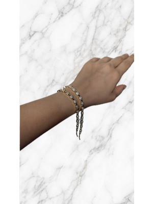 Zayora Aksesuar Gold Renk Yuvarlak Taşlı Zincir Bileklik