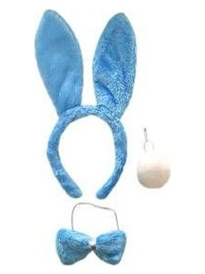 Vanch Tavşan Kostüm Seti Taç Papyon Ponpon Kuyruk Mavi (5264)