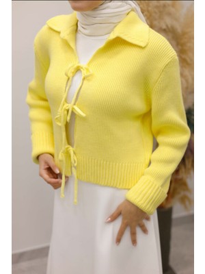 EAS Giyim Bağcıklı Yakalı Triko Hırka