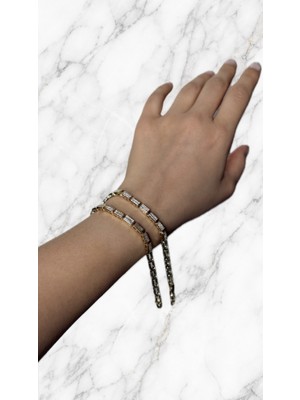Zayora Aksesuar Gold Renk Taşlı Zincir Bileklik