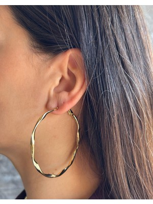 Nunu Takı Altın Büyük Halka Küpe