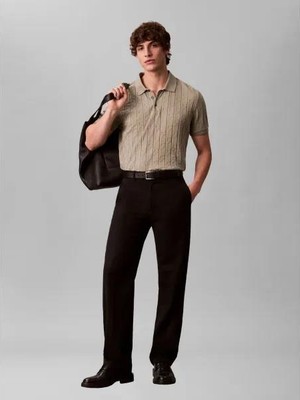 Calvin Klein Erkek Ss Dbl Mercerızed Emblem Jacquar Polo T-Shirt LV04LE203G2GB