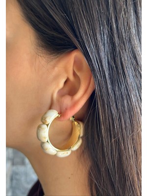 Nunu Takı Krem Kemik Küpe