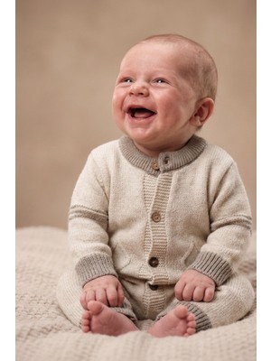 Trikomer Premium Kalite Triko Çizgi Desenli Bebek Tulum