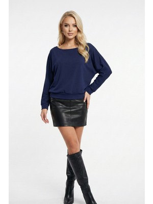 Abay Butik Kadın Kayık Yaka Yarasa Kol Düşük Omuz Yumuşak Modal Kumaş Bluz