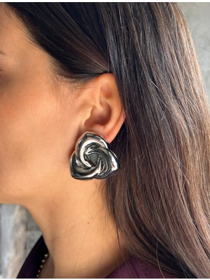 Nunu Takı Silver Üçgen Döngü Küpe