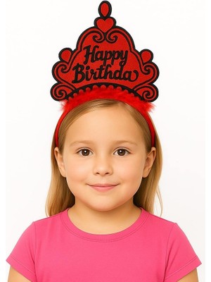 Vanch Kırmızı Happy Birthday Prenses Tacı – Doğum Günü Taç Aksesuarı (5264)