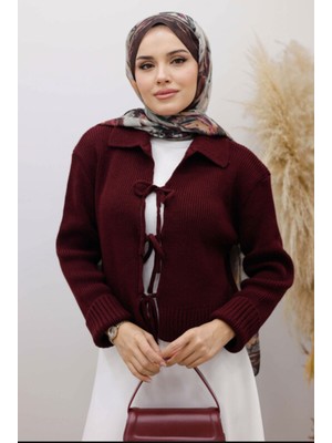 EAS Giyim Bağcıklı Yakalı Triko Hırka