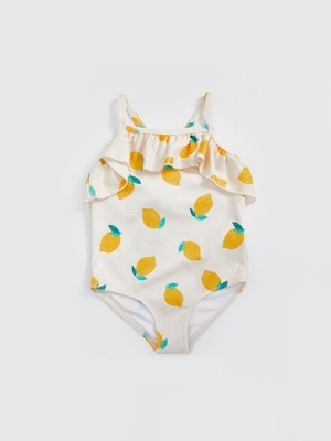 Lc Waikiki Yeni Sezon Bisiklet Yaka Limon Baskılı Kız Çocuk Mayo