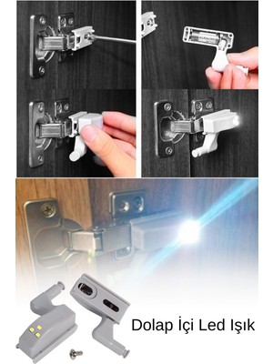 Privo Dolap Içi Sensörlü LED Menteşe Işığı Kapak Açılınca Yanan Pilli Aydınlatma (1 Adet)