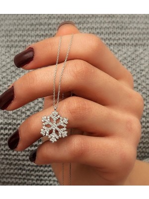 Çekirdek Jewelry 925 Ayar Gümüş Kar Tanesi Çift Kolye