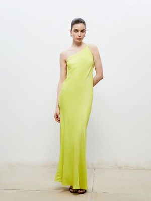 Lc Waikiki Yeni Sezon Tek Omuz Sırt Pencereli Saten Abiye Elbise