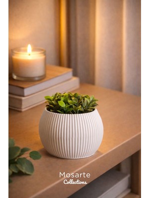 Mosarte Ribbed Modern Yivli Yuvarlak Tasarım Vazo / Dekoratif Obje