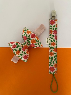 Glory Baby Fiyonklu Bebek Bandanası ve Emzik Askısı Takımı