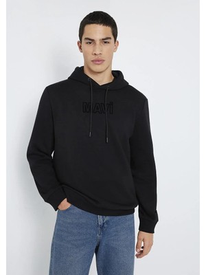 Mavi Mavi Logo Baskılı Kapüşonlu Siyah Sweatshirt 0S10549-900