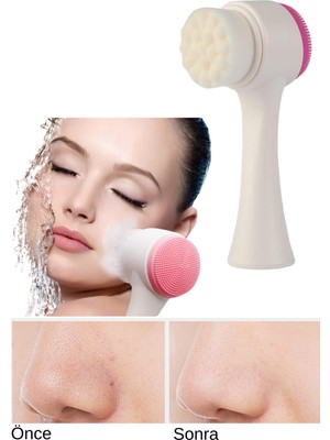 Privo Çift Taraflı 3D Masaj Yüz Temizleme Fırçası Gözenek Arındırıcı Peeling ve Cilt Temizleme Aparatı