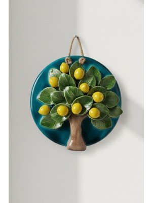 Evcime El Yapımı Kabartmalı Limon Ağacı Seramik Duvar Süsü (21CM)