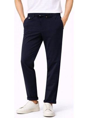 Plus Scorpion Erkek Tam Beli Lastikli Duble Paça Likralı Kumaş Pantolon