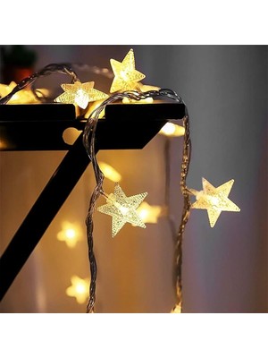 Bak Gel Al Yıldız Şekilli LED Işık 3.5m USB – Dekoratif Sıcak Sarı Ambiyans Aydınlatma (20 Led)