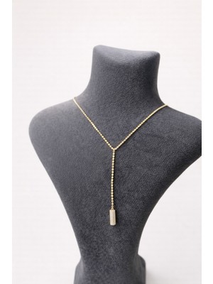 Zayora Aksesuar Altın Renk Taşlı Y Kolye