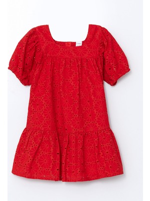 Lc Waikiki Yeni Sezon Basic Dantel Brodeli Kız Çocuk Elbise