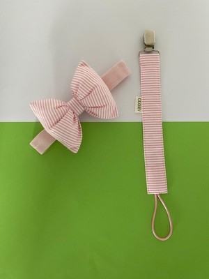 Glory Baby Fiyonklu Bebek Bandanası ve Emzik Askısı Takımı