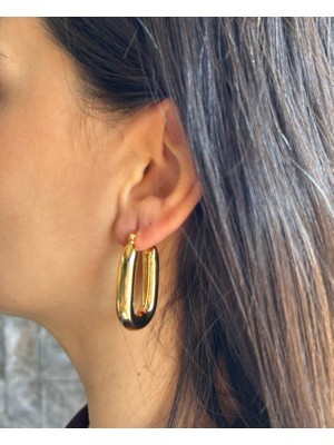 Nunu Takı Altın U Desen Küpe