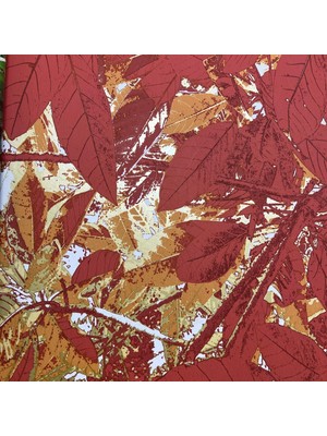 AYZUN Kırmızı Turuncu Yaprak Desenli Duvar Kağıdı 113012