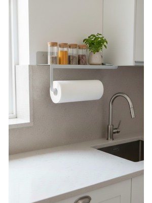 Grandmix Metal Mutfak Rafı ve Kağıt Havluluk Askısı Baharatlık Düzenleyici