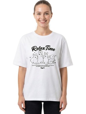Time Tavşan Enfield&co Kadın T-Shirt Relax Ekru