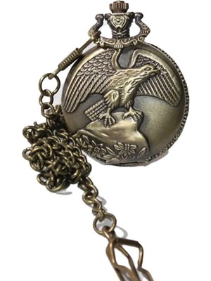 Keyfim Shop Kişiye Özel Retro Kartal Kabartmalı Quartz Köstekli Saat