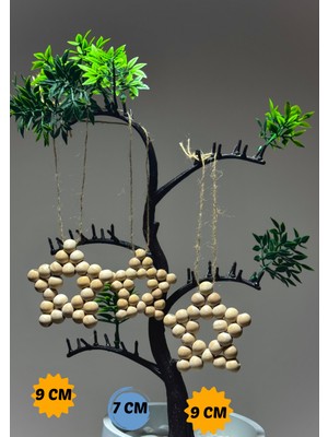 SSCglow 3 Adet Dekoratif Ahşap Boncuk Yıldız Model Kapı Duvar Mutfak Bebek Odası Süsleri Hediyelik