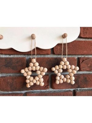 SSCglow Dekoratif Ahşap Boncuklu Yıldız 2'li Set