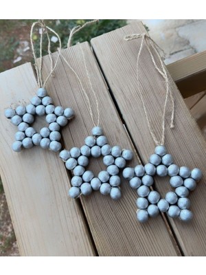 SSCglow 3 'lü Set Dekoratif Renkli Ahşap Boncuk Yıldız, Kapı Süsü, Renkli Yıldız, Cocuk Odası,mutfak