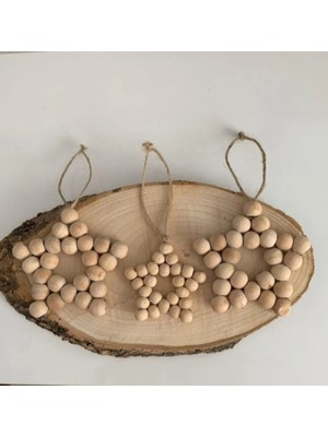 SSCglow 3'lü Dekoratif Ahşap Boncuk Yıldız, Kapı Süsü, Çocuk Odası Süsü S-2