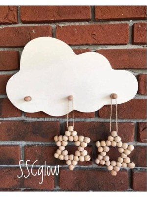 SSCglow Dekoratif Ahşap Boncuklu Yıldız 2'li Set
