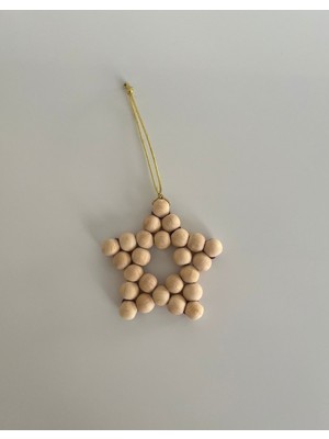 SSCglow Dekoratif Ahşap Boncuk Yıldız&çocuk Bebek Odası,duvar,yılbaşı Süsü-Altın ve Hasır Ip ile Birlikte