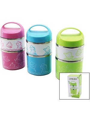 Vanch SABİT KULPLU - RESİMLİ - RENKLİ   2Lİ  SEFER TASI - SAKLAMA KABI 930ML (5264)