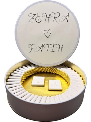 Bubi Çikolata İsme Özel Metal Kutuda Söz/Nişan Çikolatası 48 Adet