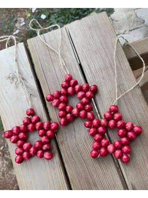 SSCglow 3 'lü Set Dekoratif Renkli Ahşap Boncuk Yıldız, Kapı Süsü, Renkli Yıldız, Cocuk Odası,mutfak