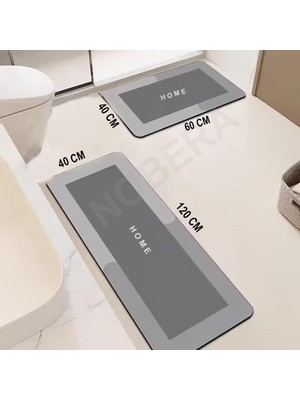 Nobera 2'li Ultra Emici Kaymaz Banyo Paspası Seti – 40X60 cm & 40X120 cm