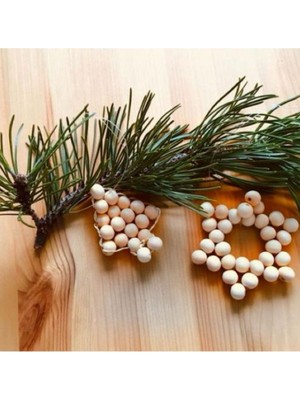 SSCglow Dekoratif Ahşap  Boncuklu 2li Ağaç Yıldız, Kapı Duvar Mutfak Bebek Odası Bohem Süs