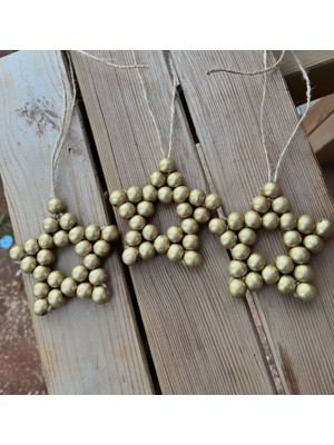 SSCglow 3 'lü Set Dekoratif Renkli Ahşap Boncuk Yıldız, Kapı Süsü, Renkli Yıldız, Cocuk Odası,mutfak